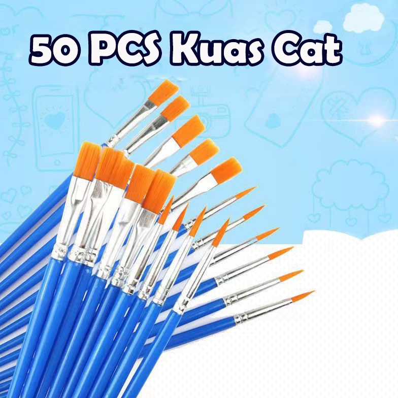 

KODE Q57Z 5pcs Cat Air Biru Flat Tip Sikat Runcing Sikat Kuas Lukis Set Paintbrush Akrilik Bulu Nilon Cat Air Artist Paint Brush Pena Garis Besar Lukisan Cat Minyak Guas Graffiti