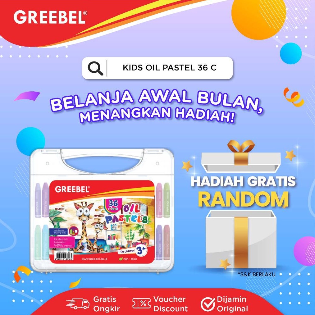 

KODE F77J GREEBEL Crayon Krayon Kids Oil Pastel 36 Warna 36C tdk berdebu cerah utk anak sekolah art tdk beracun