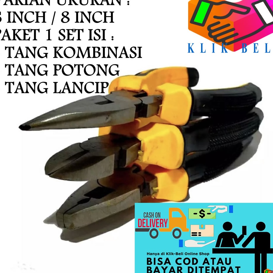el terkini  PAKET SPECIAL TANG SET 6  8 Inch 3 SET Tang Kombinasi Biasa  Tang Lancip  Tang Potong To