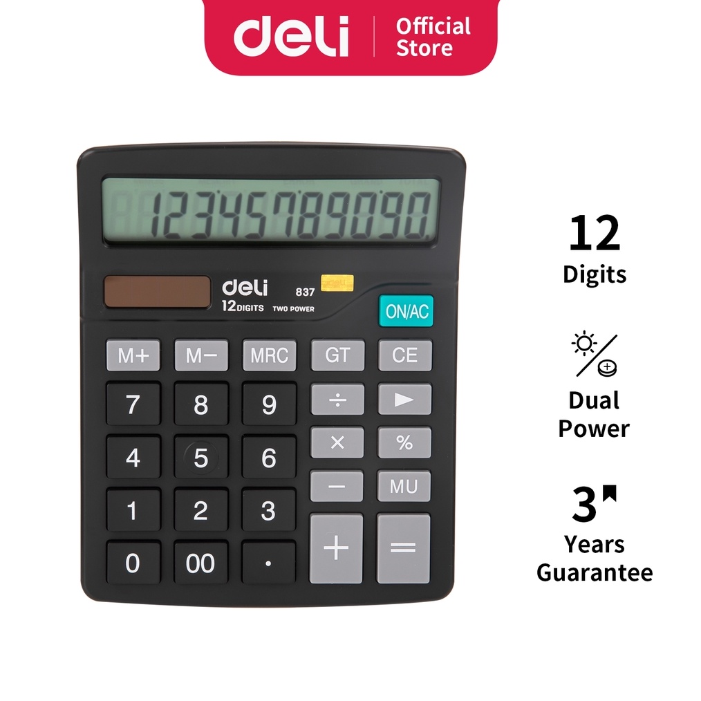 

KODE X17T Deli Kalkulator Double Power Layar LCD Kualitas Tinggi Keyboard Karet Garansi 3 Tahun W837