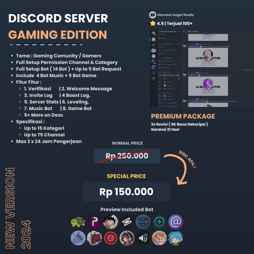 RB22 DISCORD SERVER GAMING EDITION FULL SETUP BOT SERVER DISCORD FULL SETUP - HK Studio
