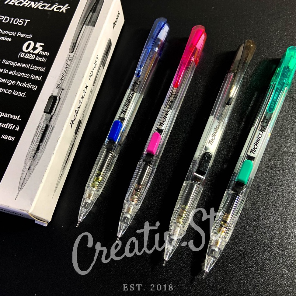 

KODE B92F Pentel Pensil Mekanik Techniclik Transparan Mechanical Pencil PD 15 5 Mm