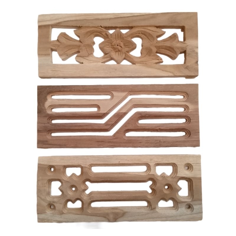 ( 10 x 25 ) Kepingan Loster Kayu Jati / Mahoni Dekorasi Dinding Bermotif Ventilasi Udara