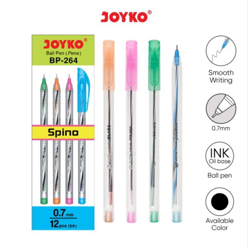 

Ball Pen / Pulpen / Pena Joyko BP-264 / Spino / 1 BOX 12 PCS / 0.7 mm