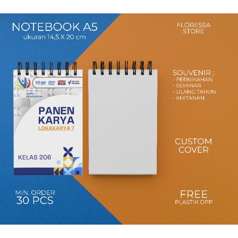 

[Ukuran A5 Ukuran Besar] Souvenir Notes Souvenir Notebook Souvenir Pernikahan Seminar Khitanan Custom Cover A5