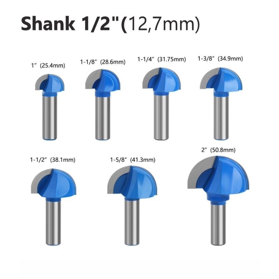 Mata Profil Router Setengah Lingkaran Round Nose Bottom Shank 1/2