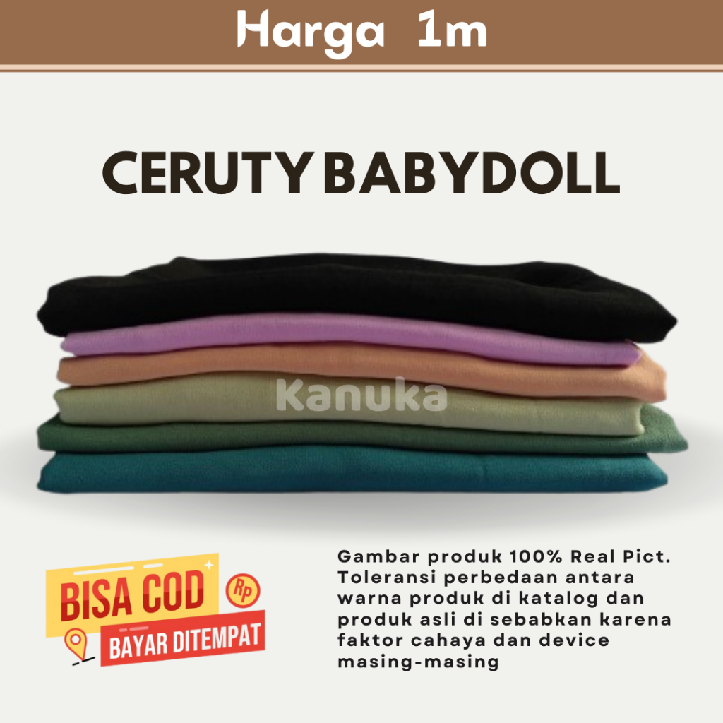 Kain Ceruty Baby Doll Harga 1m Bahan Caruti Babydol Armani Import Untuk Gamis dan hijab