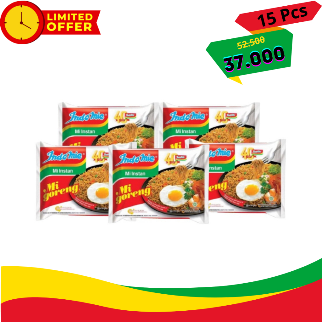 

( Indomie 15 Pcs 37.000 ) Indomie Mi Goreng Mie Instan 85 gr x 15 Pcs | Indomie Goreng Nikmat dan Praktis