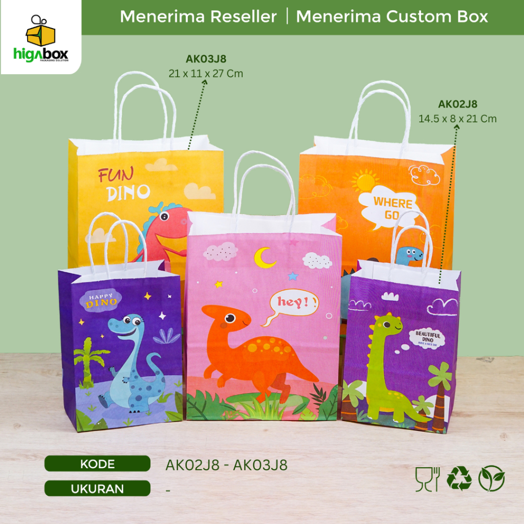 10pcs Paper Bag Tas Snack Souvenir Kado Ulang Tahun Anak / Paper bag Tas Ulang Tahun Anak AK01