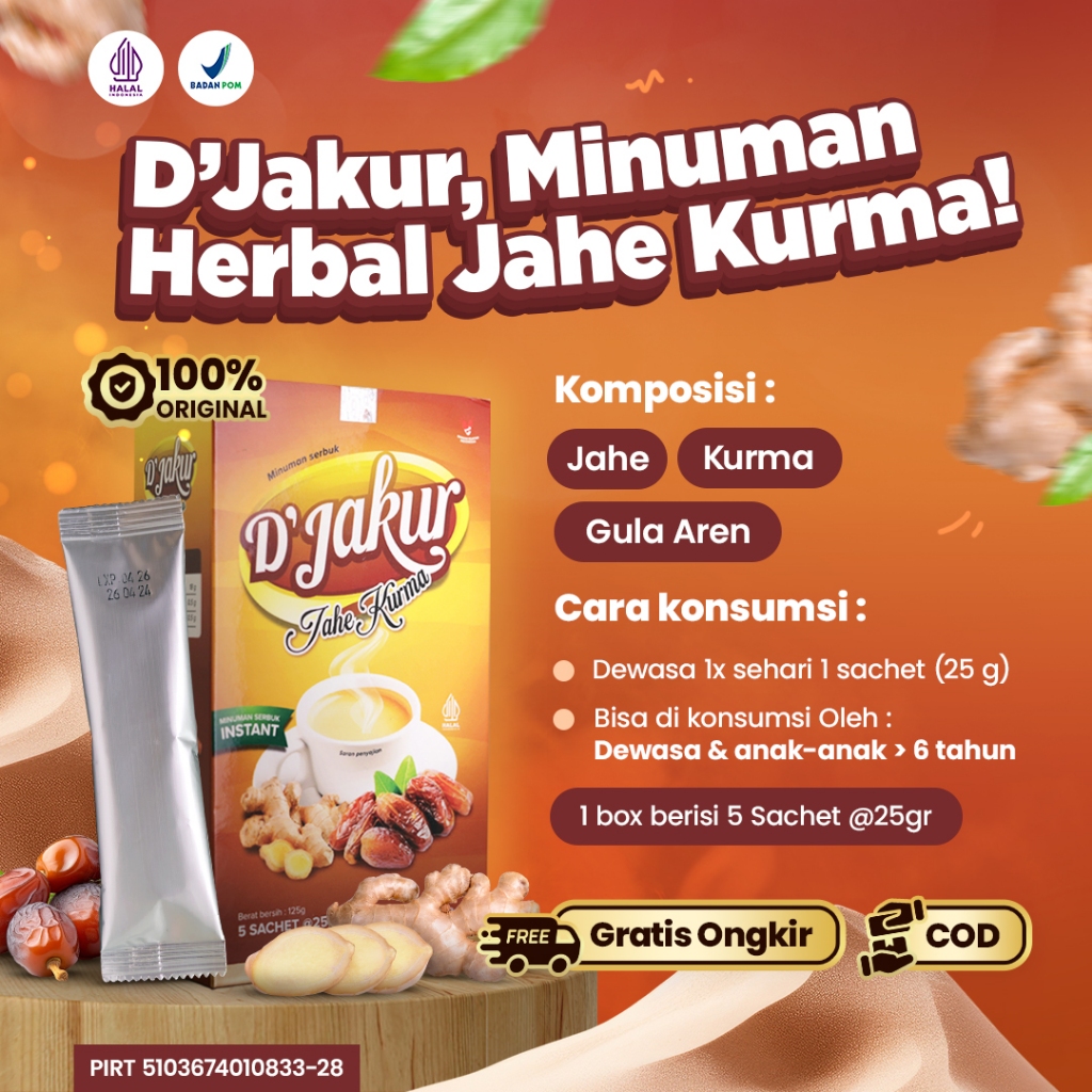 

Jahe Kurma D'Jakur - Minuman Sehat Serbuk 5 Sachet