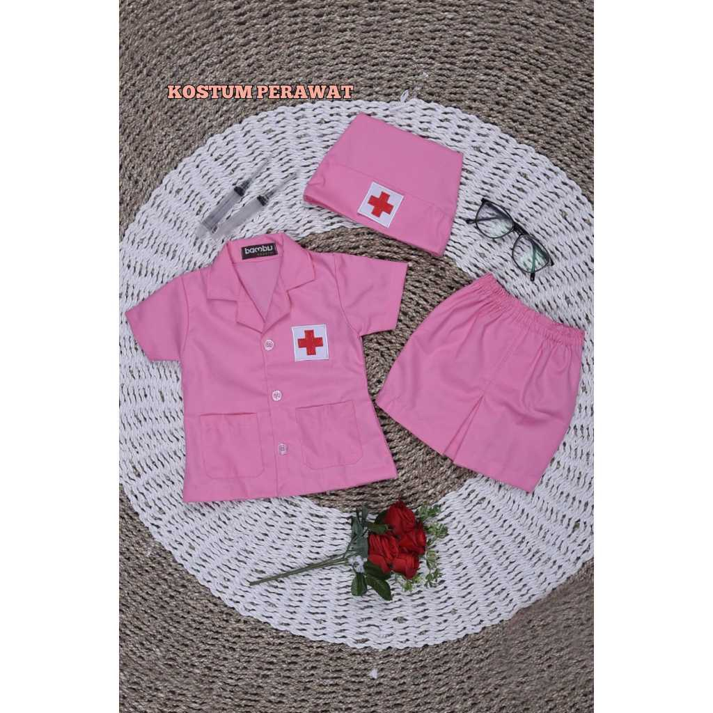 BAJU/KOSTUM PERAWAT UNTUK ANAK/NURSE/BIDAN CUSTOME