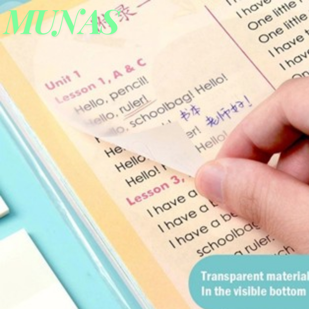 

MUNAS Set Notes tempel Transparan 50 Lembar Label Stickers PET Tahan air dan halus Kertas Memo Note Anti Air Untuk Sekolah