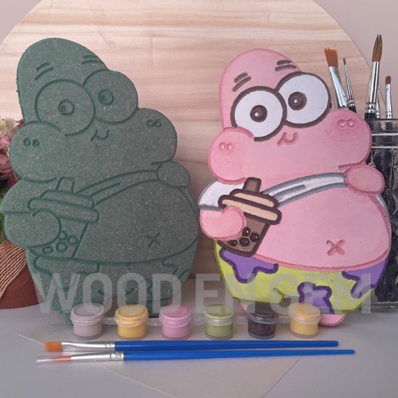 

KODE E69P DIY Wood Character Painting Mewarnai Melukis Kayu Karakter Spongebob Woodengem 19 cm