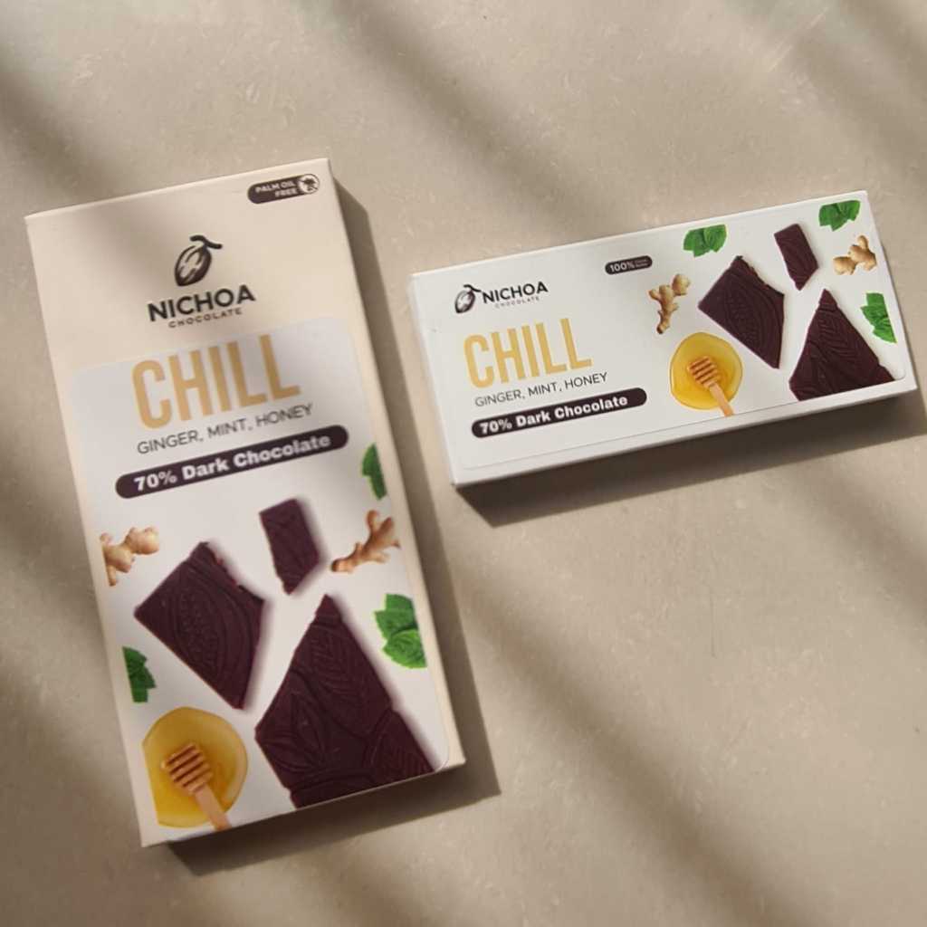 

Nichoa - CHILL 70% Dark Chocolate ( Ginger, Mint & Honey ) Cokelat Vegan Dairy Free