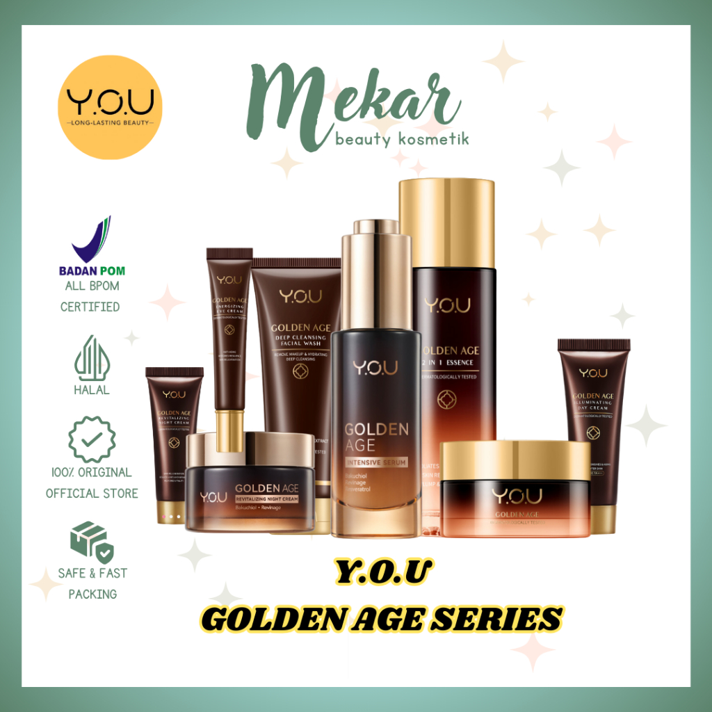 YOU Golden Age Skincare  Series | Facial Wash | 2 In 1 Essence | Refining Serum| Day dan Night Cream