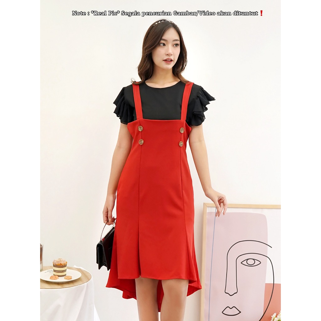 RED Marnie Set Dress Overall/Setelan Rok IMPORT/Setelan Dress Wanita Imlek Sincia CNY/Terusan Kondan