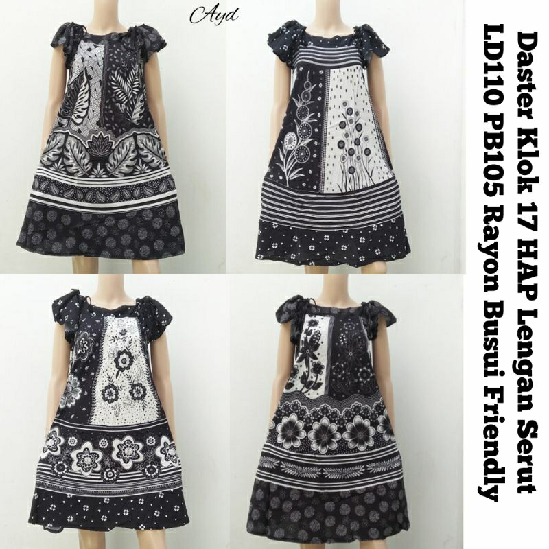 Daster payung Klok 17 HAP lengan serut busui friendly Rayon premium
