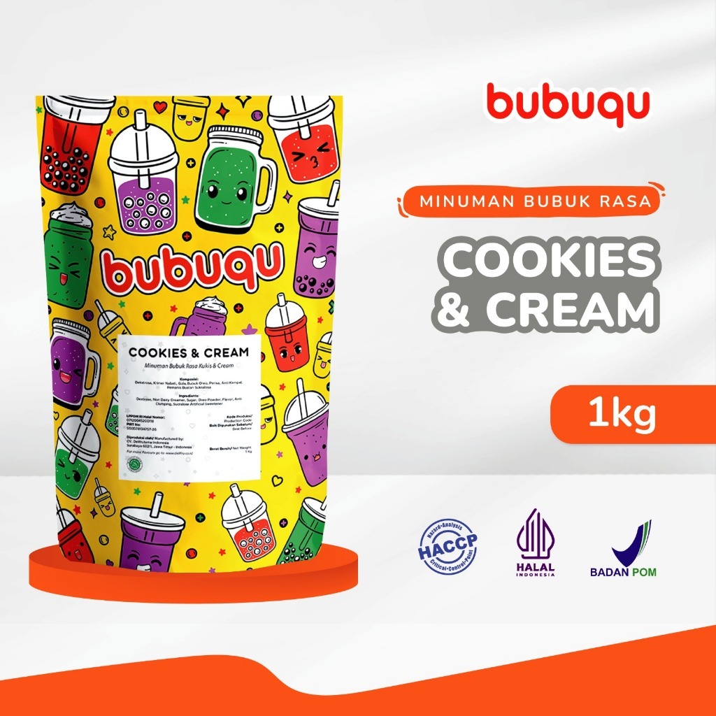 

Cookies & Cream Powder Drink Bubuqu 1 Kg - Bubuk Minuman Kue & Krim