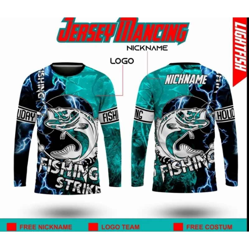 Jersey Mancing Costum Free nama logo Full Printing Premium COD Bayar Ditempat