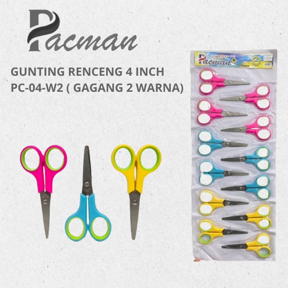 

KODE L4B Gunting Renceng isi 12 pcs Murah 4 inch Stainles Stell Pacman