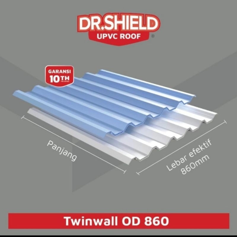 Atap UPVC dr Shield double layer OD860/ Dr Shield Twin Wall OD860/meter