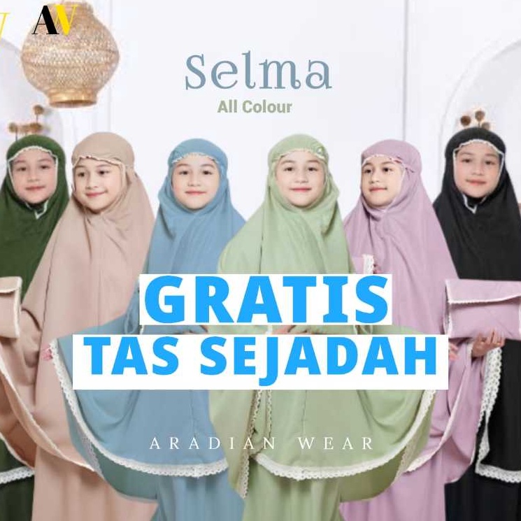 Terbaik SELMA  Mukena Anak Tanggung Perempuan Resleting Dagu Mukenah Telekung SD SMP
