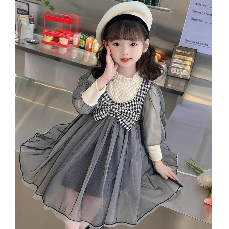 GAUN KOREA STYLE LENGAN PANJANG ANAK PEREMPUAN USIA 1-4 THN