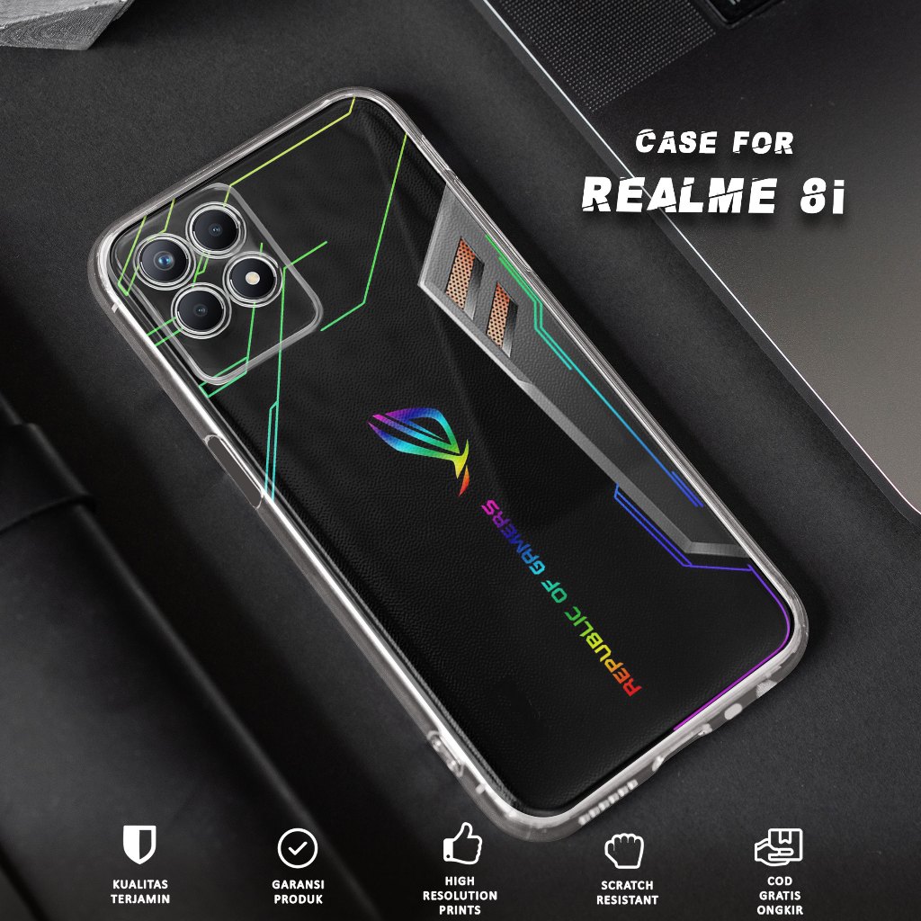 CASE REALME 8i - CASING REALME 8i Motif ROG - Softcase Premium Fourside - Bening Transparant - Silik
