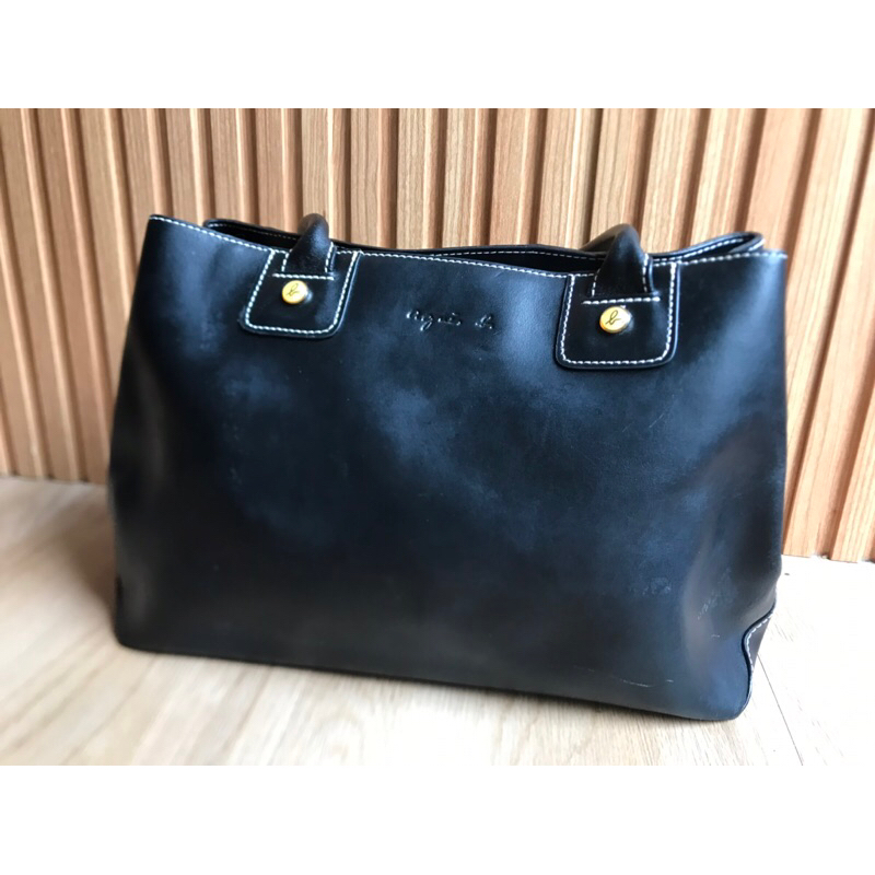 Agnes b Voyage Black Leather Tote bag