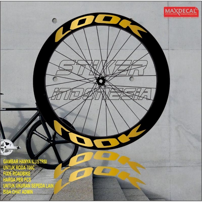 stiker velg sticker rims sepeda fixie roadbike LOOK gold