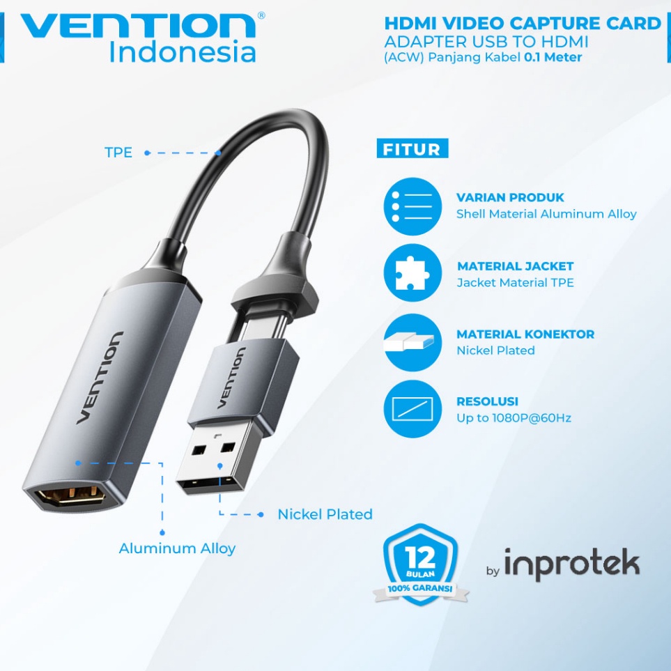 Vention HDMI Capture Card USB to HDMI Game Capture for Streaming