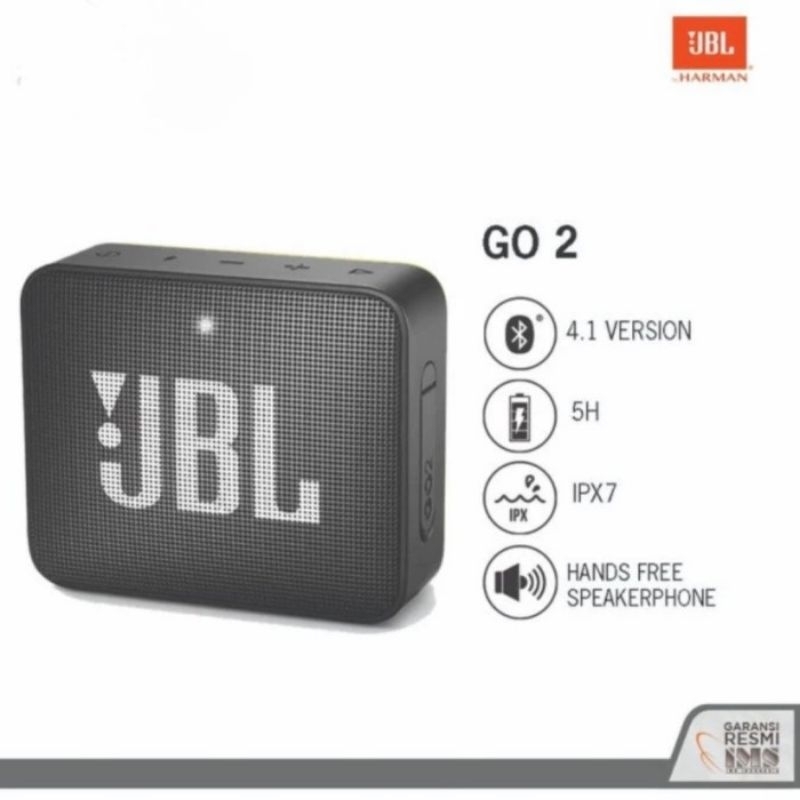 JBL Go 2 Portable Speaker Bluetooth Original Garansi Resmi - Hitam
