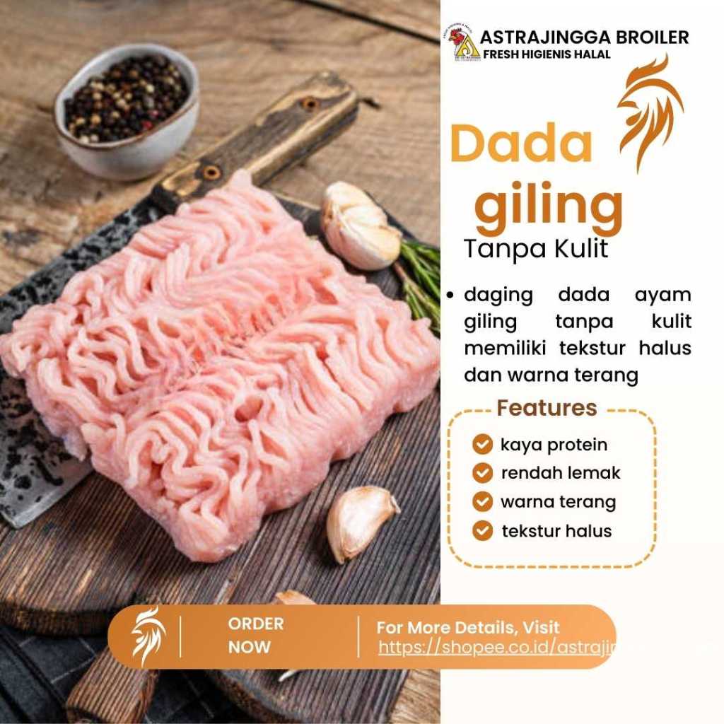 

Daging Ayam Giling Dada tanpa Kulit 1kg astrajingga broiler
