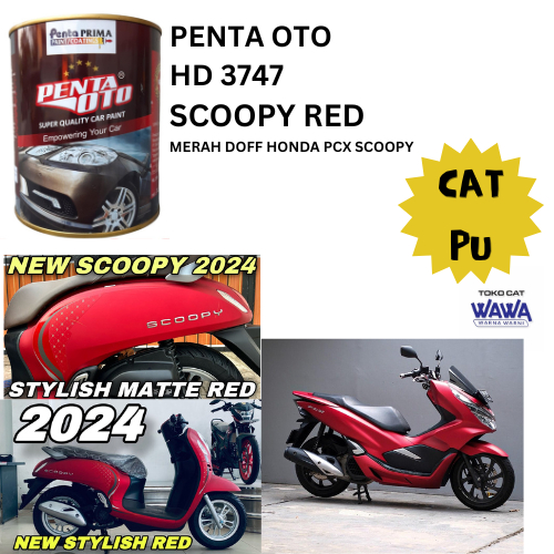 cat merah doff honda scoopy pcx Scoopy Red HD 3747 Penta OTO 200gr (kemasan eceran)