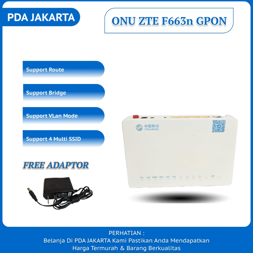 Best Seller ZTE F663n ONU ZTE F663N GPON ONU 1GE3FE1TEL Gratis Adaptor