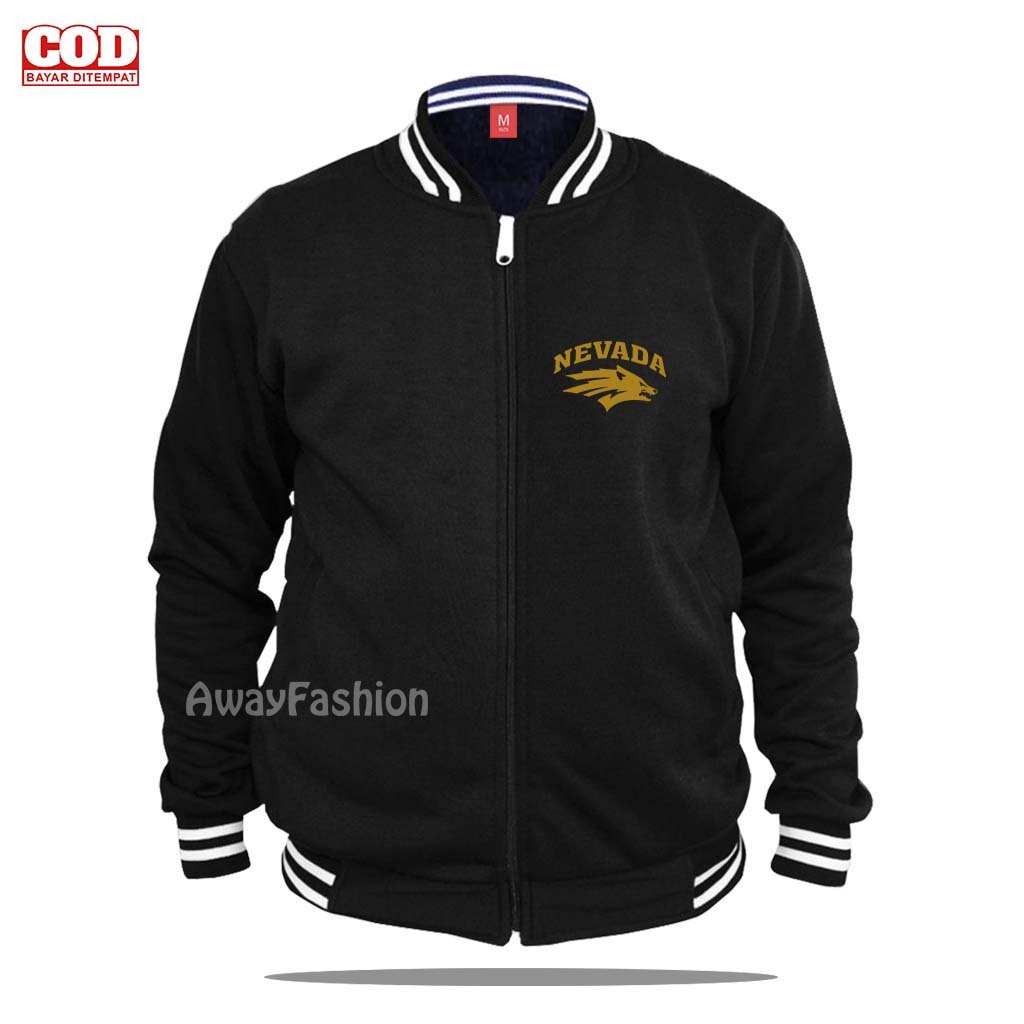 BISA COD Jaket Bomber Varsity Baseball Resleting Jaket Varsity Pria / Nevada Keren | Text Baseball D