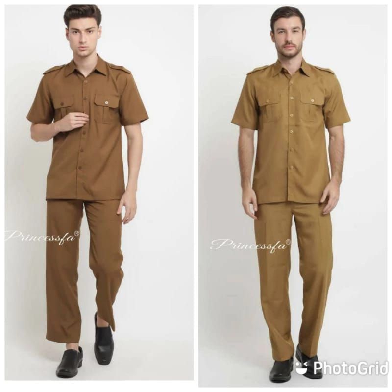 Seragam PDH ASN PNS Pria  Baju Dinas Pemkab Pria Seragam PNS Safari pria Baju Dinas PDL Kheki Pria S