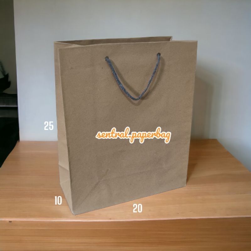 

paperbag polos coklat uk 20x10x25