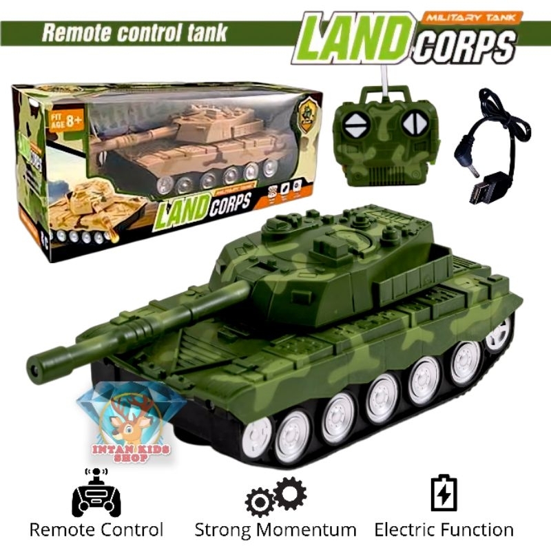 MAINAN ANAK RC REMOTE CONTROL CHARGE MOBIL LAPIS BAJA TANK MILITARY LAND CORPS 326-161