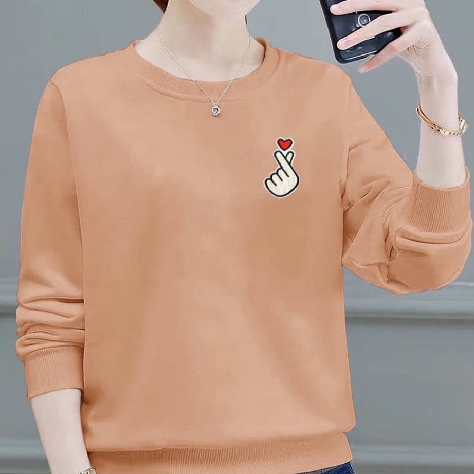 Terlaku Kaos Lengan Panjang Wanita Logo Saranghae  Kaos Sweatshirt Wanita Atasan Wanita Atasan Wanit