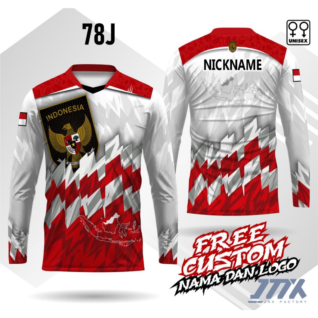 jersey garuda hut ri lengan panjang kaos garuda free custom nama dan logo