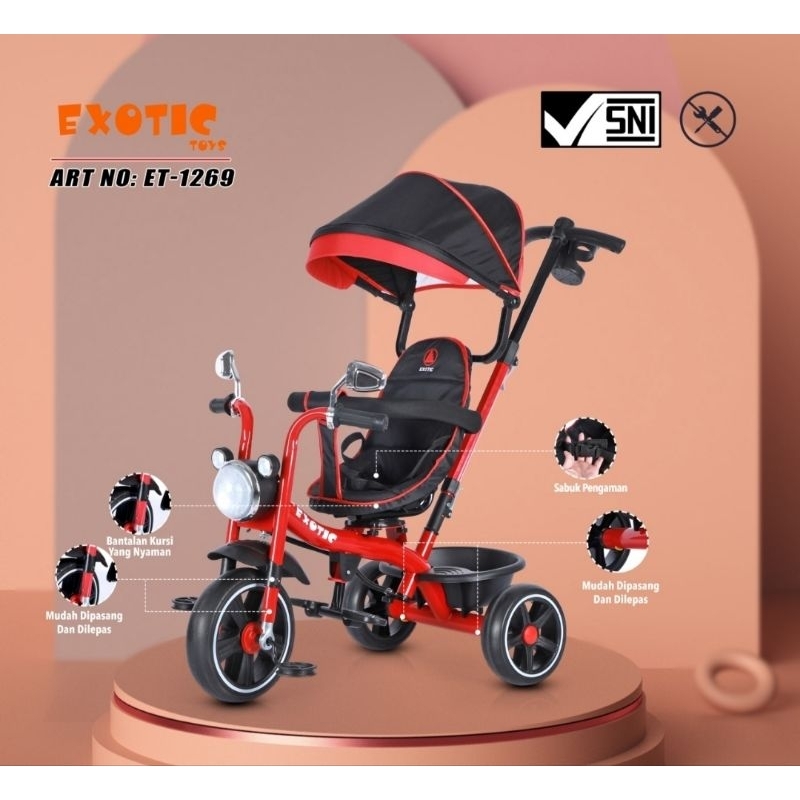 Sepeda Anak Roda 3 (Tiga) Tricycle Stroller EXOTIC (ET-1269) READY Pontianak