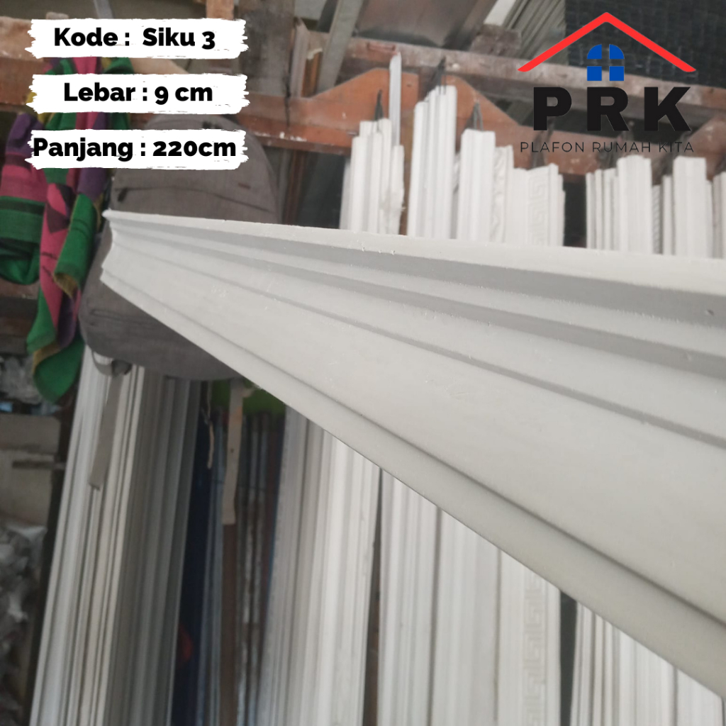 Lis List Gypsum Gipsum Motif (MINIMALIS) Siku3 Polos lebar 9cm Plafon ornament dekoratif untuk Inter