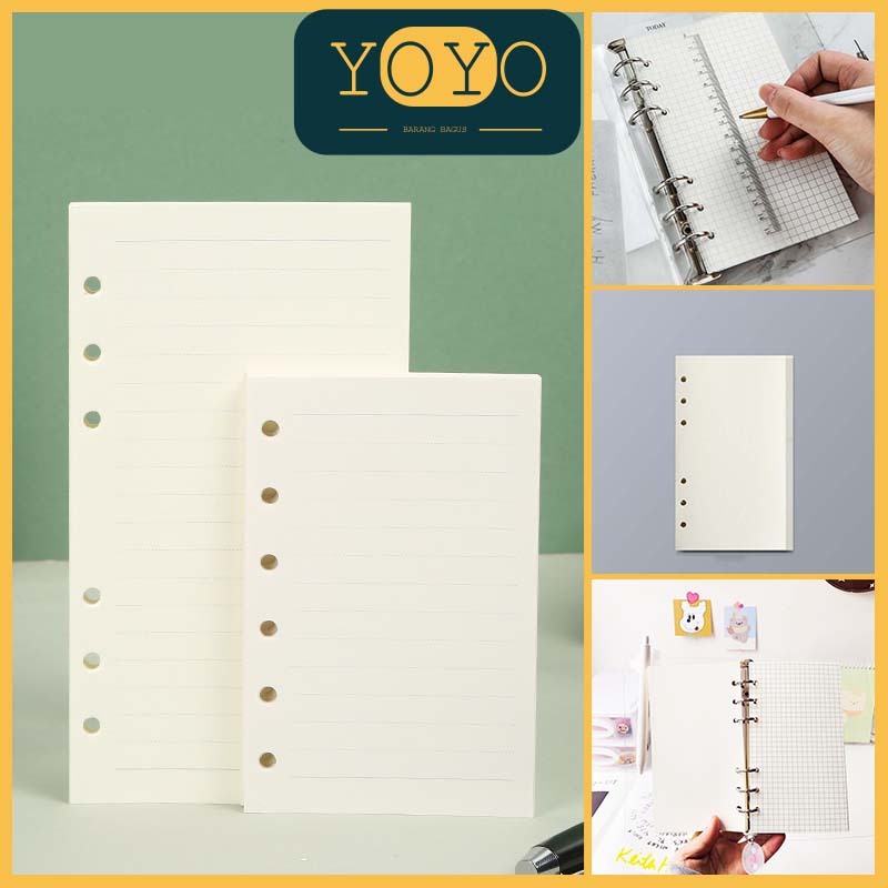 

1 Set Isi 40 Lembar Kertas Refill Isi Binder Ukuran A5 A6 Polos Bergaris Dotted Grid Kotak Notebook Loose Leaf