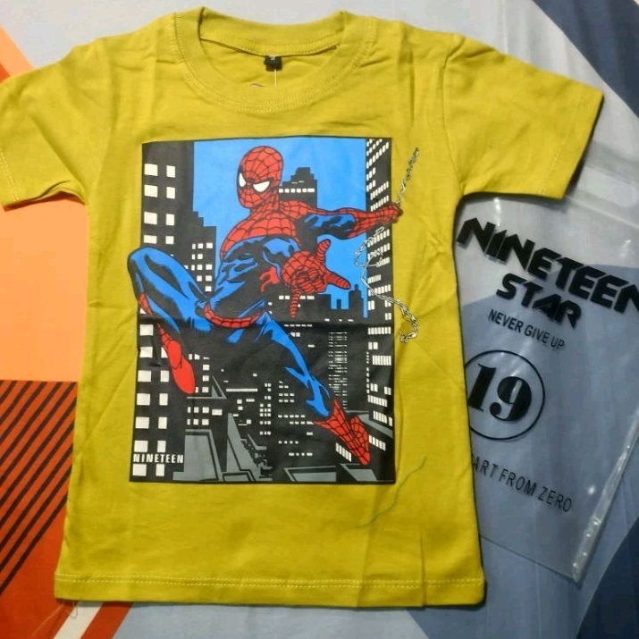 kaos Nineteen - Kaos Karakter Anak - Kaos Spiderman - Kaos Distro Anak Bandung - Kaos Anak Premium -