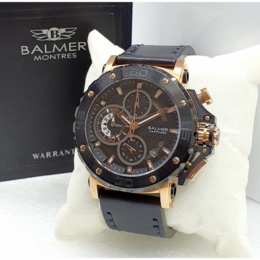 Jam Tangan Pria Original Balmer B7975, Black Rosegold Leathe Garansi Resmi 2th