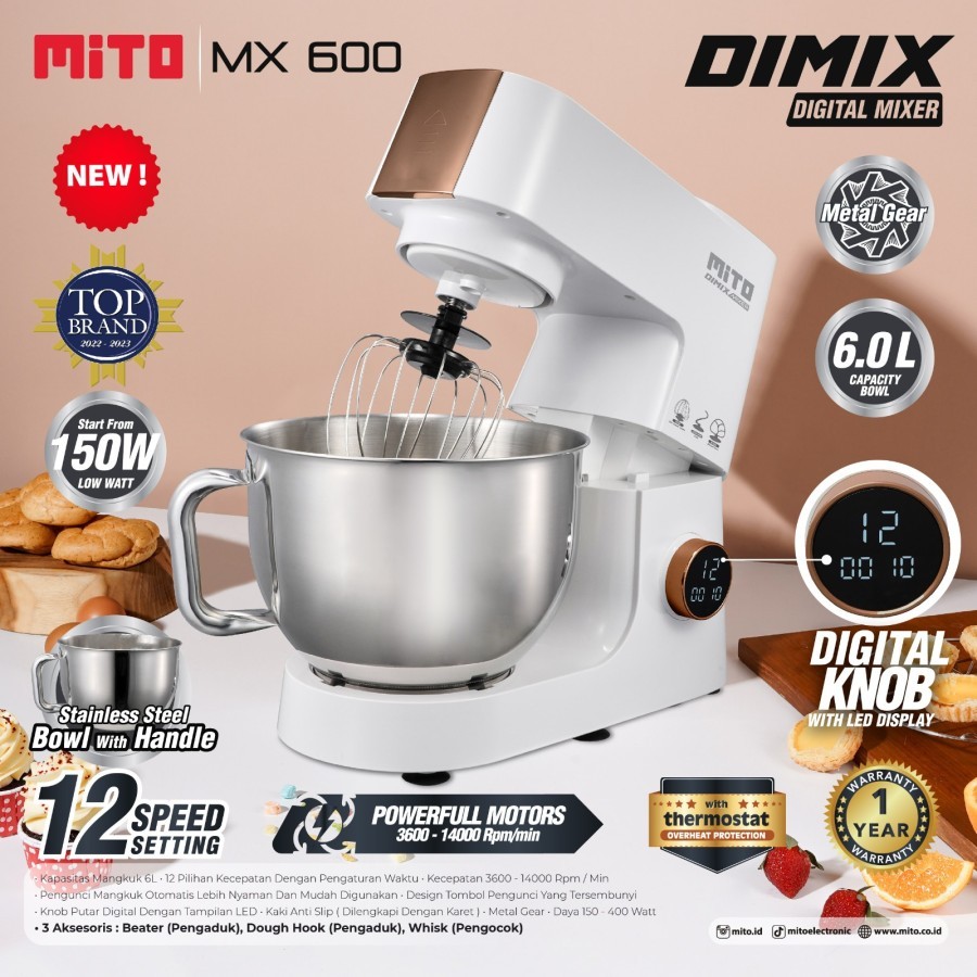 MIXER MITO DIGITAL MIXER MX600 MX 600 adonan Kue 6Liter
