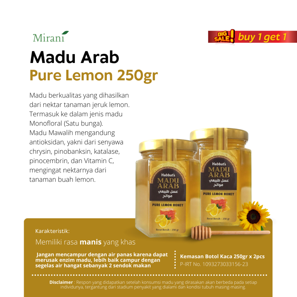 

Mirani - buy 1 get 1 madu arab @250gr madu