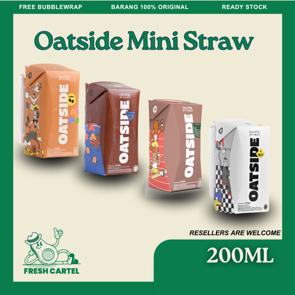 

OATSIDE Mini Straw Oat Milk 200ml (Kemasan Sedotan) | Susu Oat | Barista Blend - Coffee - Chocolate - Chocolate Malt