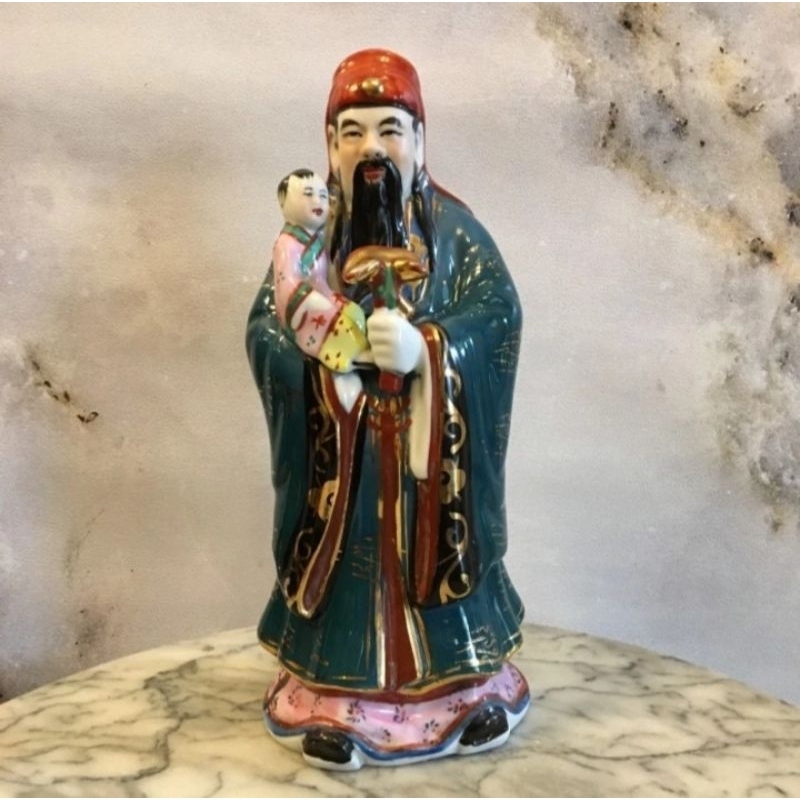 Patung keramik dewa keberuntungan Fu Xing